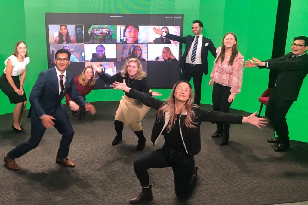 The ICMSA team in a virtual event studio for the University of Melbourne MD Student Conference