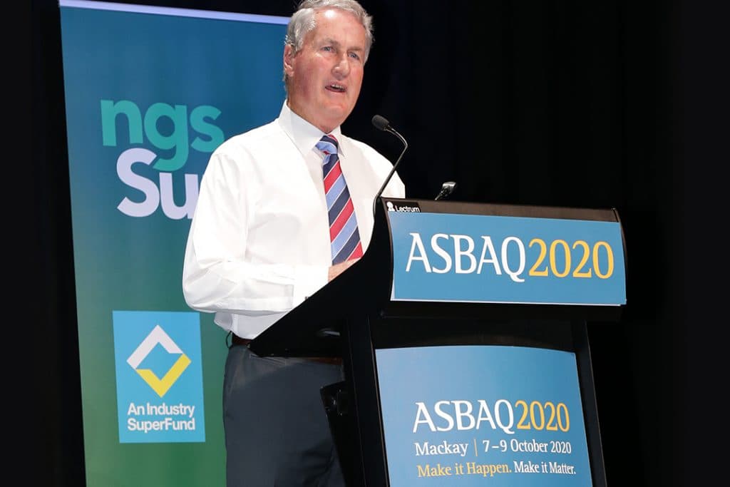 Speaker at the lectern of the ASBAQ 2020 conference in Mackay