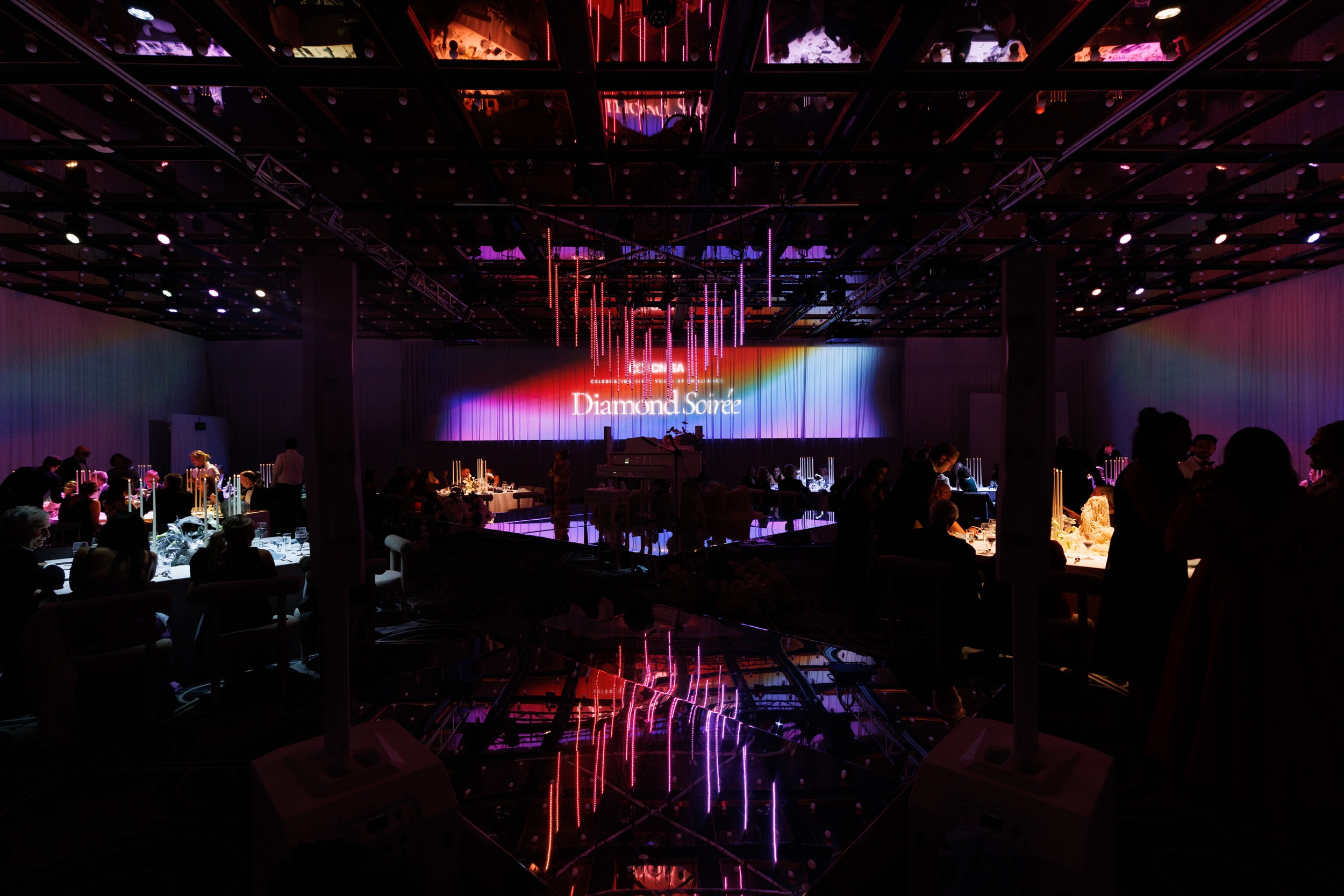 The illuminated ballroom at ICMSA’s Diamond Soirée at Sofitel Sydney Wentworth.